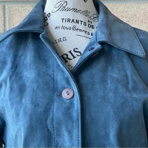 Vintage Blue 100% Leather suede jacket - Picture 6 of 8